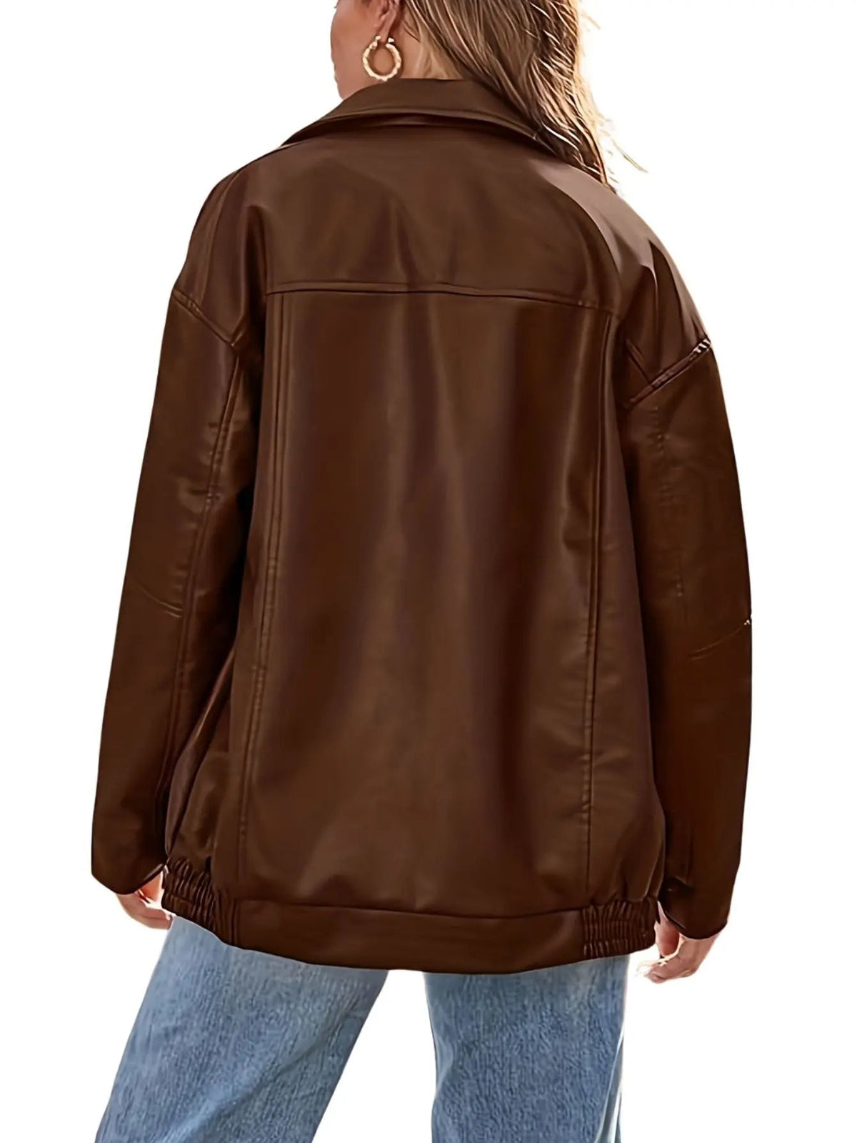 Women's Zip-Front Casual Jacket in Brown