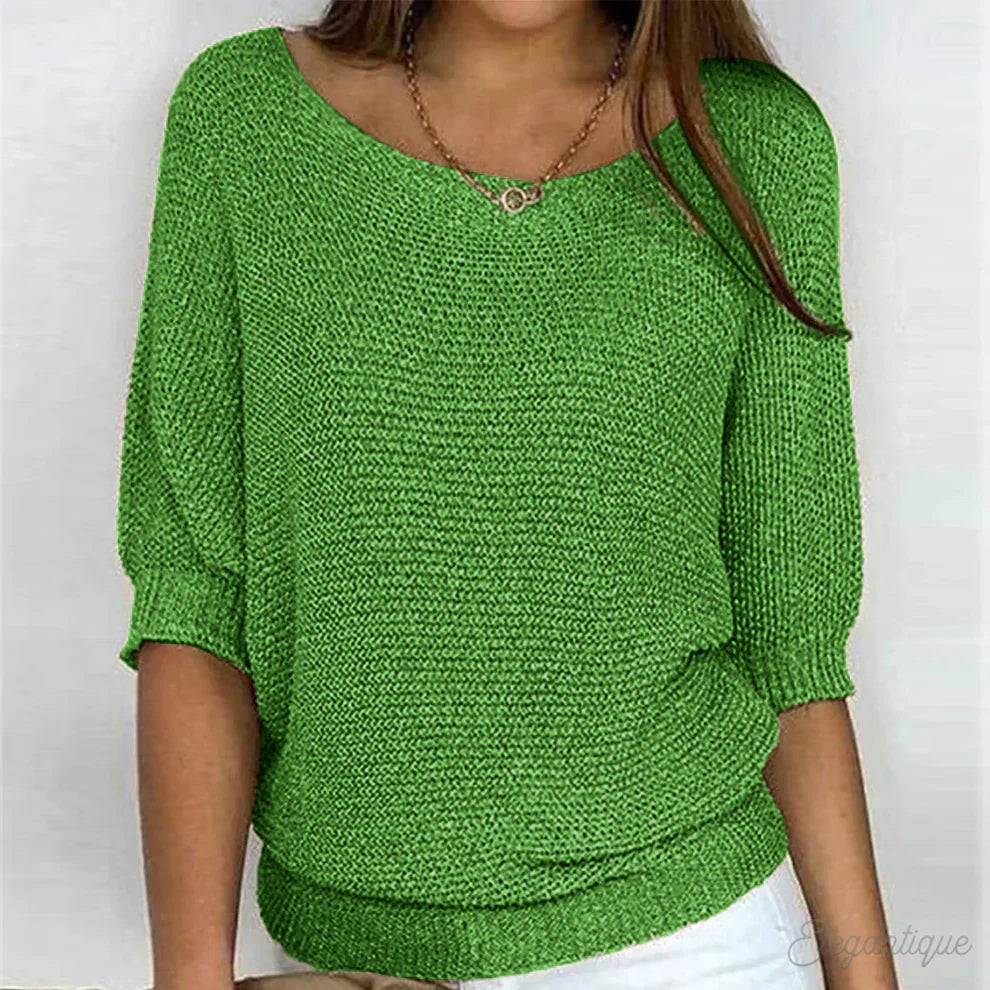 Women's Batwing Scoop-Neck Casual Jumper in Green