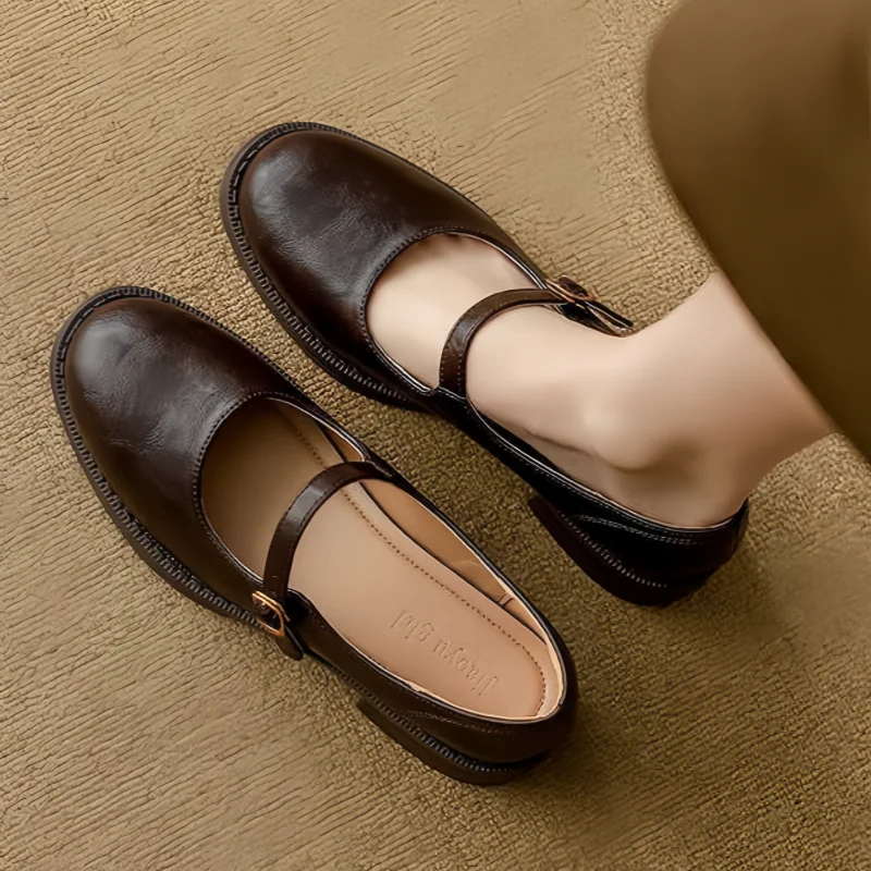 Orthopaedic Mary Jane Casual Flats in Brown