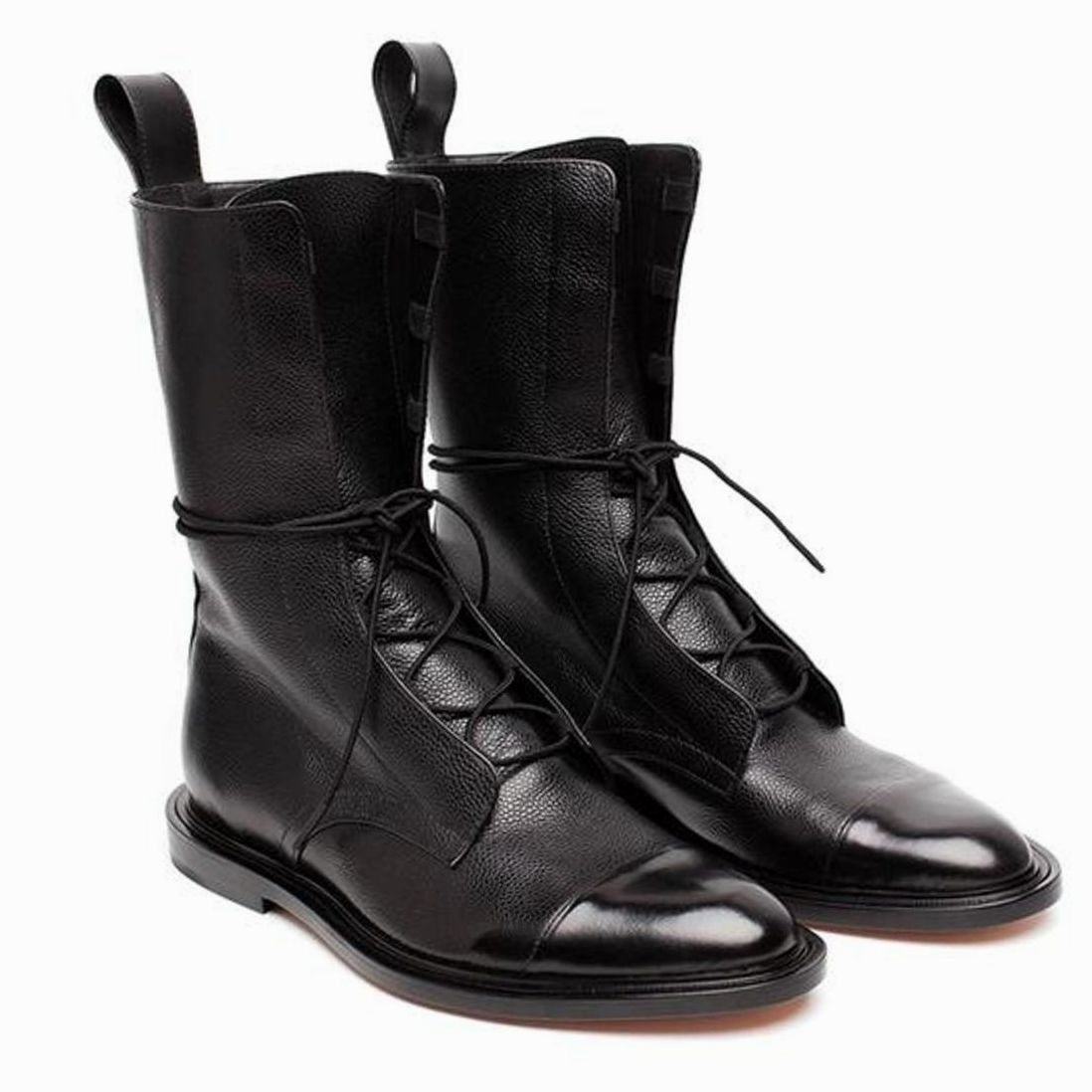 Women's Cap-Toe Lace-Up Casual Boots in Black