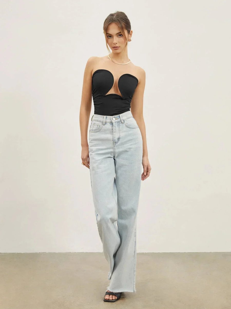 Strapless Cut-Out Evening Camisole in Black