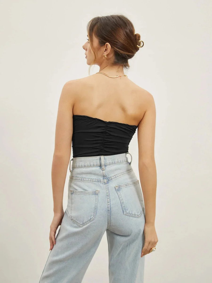 Strapless Cut-Out Evening Camisole in Black