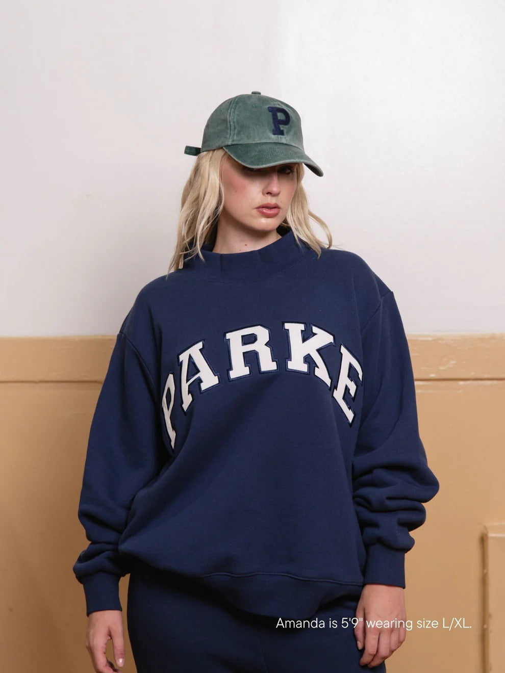 Women's Mock-Neck Casual Sweatshirt in Dark Blue