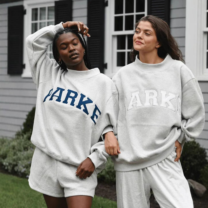 Women's Mock-Neck Casual Sweatshirt in Grey