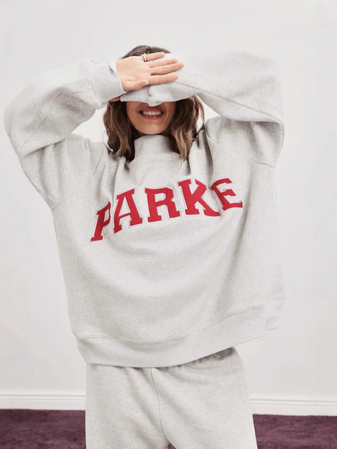 Women's Mock-Neck Casual Sweatshirt in Grey