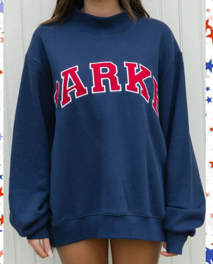 Women's Mock-Neck Casual Sweatshirt in Navy