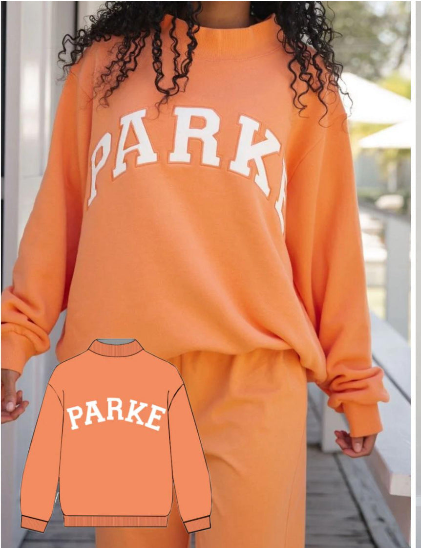 Women's Mock-Neck Casual Sweatshirt in Orange