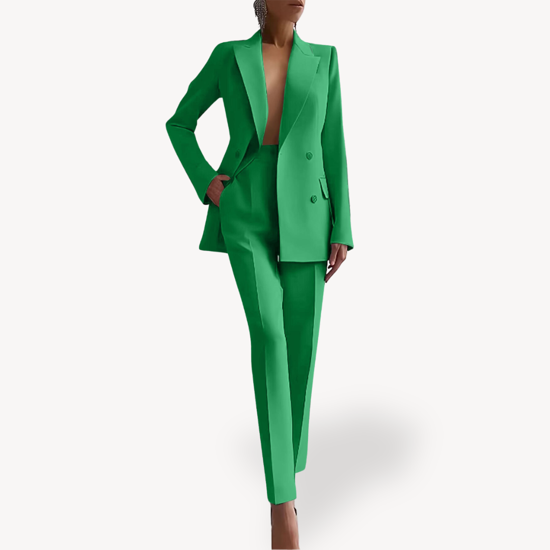 Women's Double-Breasted Workwear Trouser Suit in Green