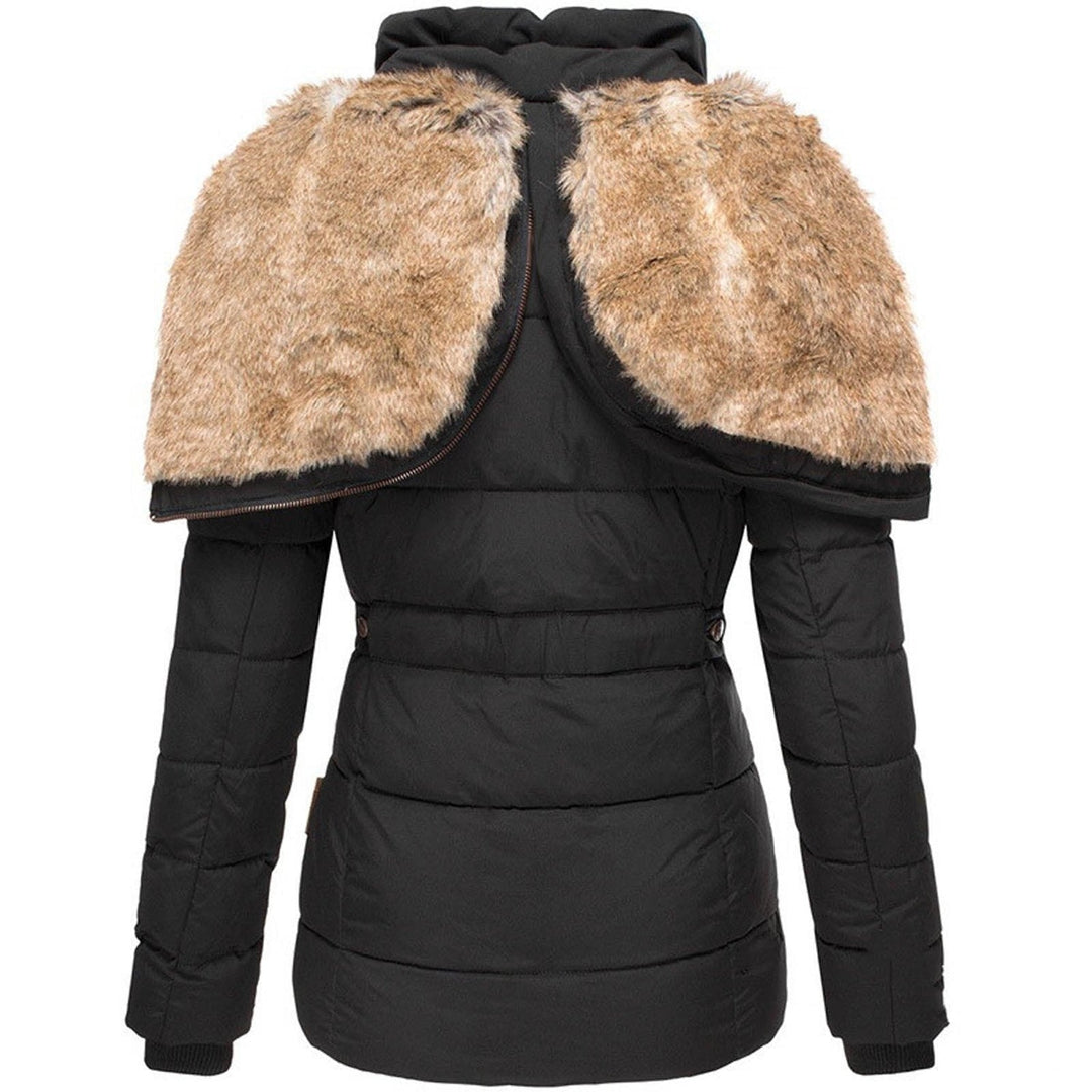 Women's Quilted Hooded Casual Jacket in Black