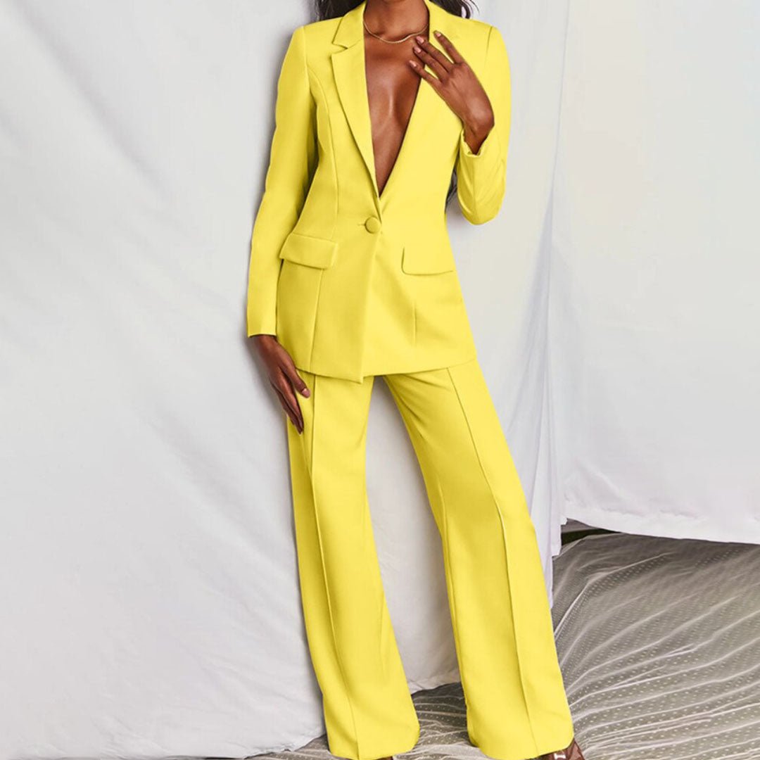 Women's Wide-Leg Workwear Trouser Suit in Yellow