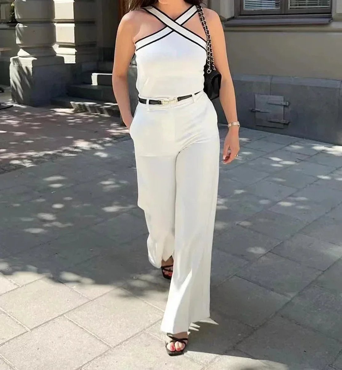 Crossover Halter-Neck Holiday Camisole in White