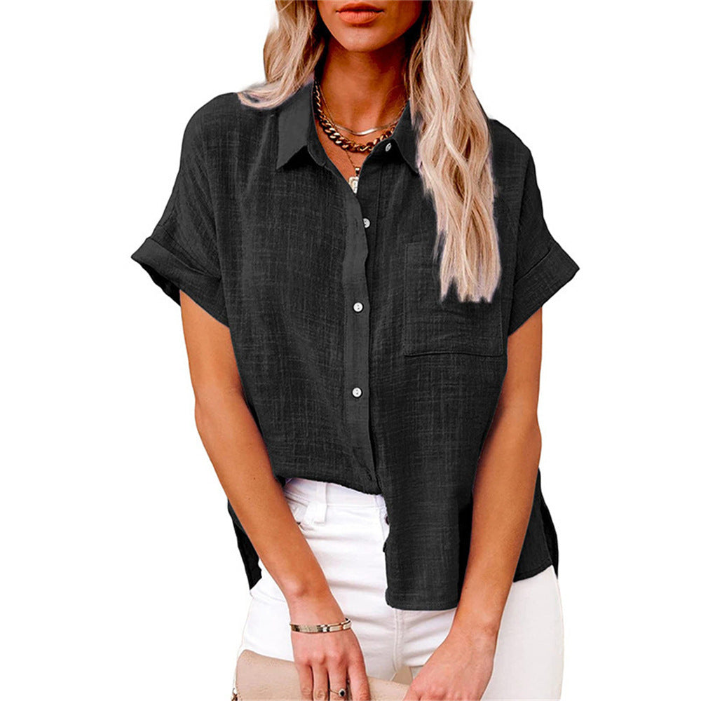 Women's Button-Front Casual Shirt in Black