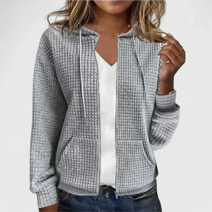 Women's Zip-Front Casual Hoodie in Grey