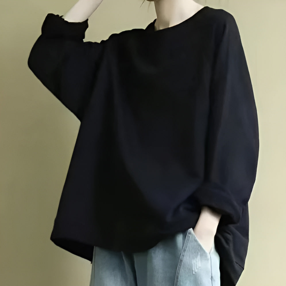 Women's Oversized Casual Sweatshirt in Black