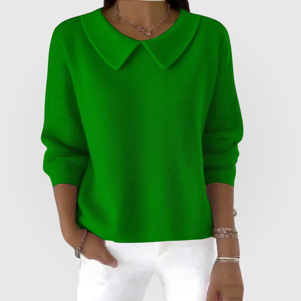 Women's Collared Casual Jumper in Green