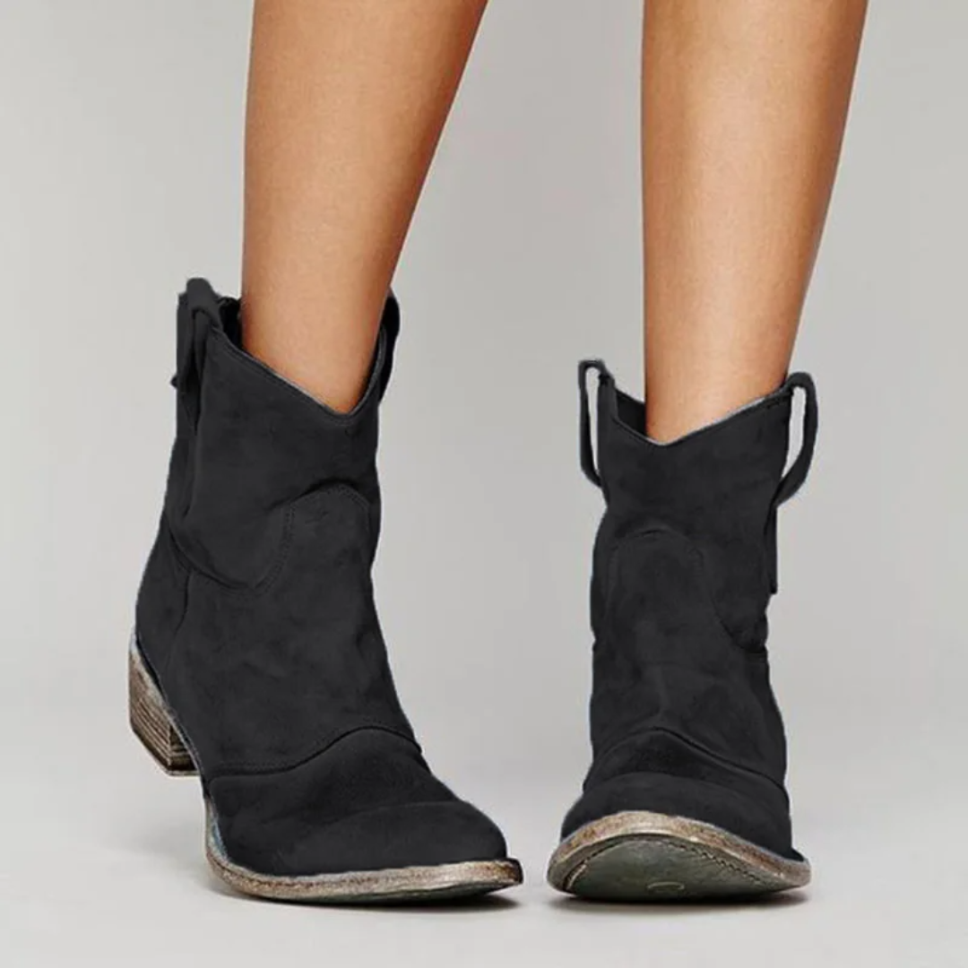Women's Pull-On Casual Ankle Boots in Black