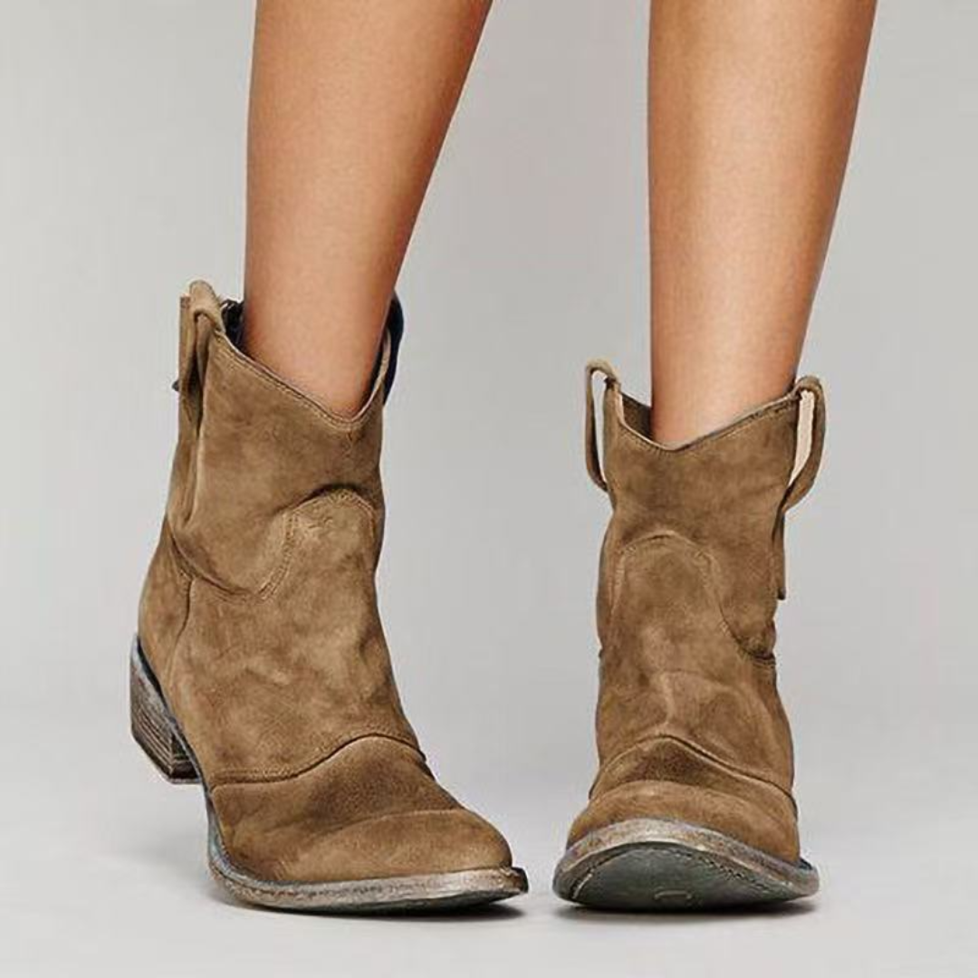 Women's Pull-On Casual Ankle Boots in Light Brown