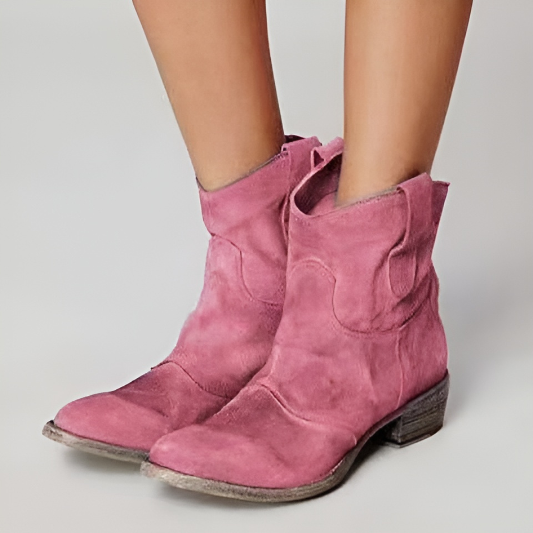 Women's Pull-On Casual Ankle Boots in Pink