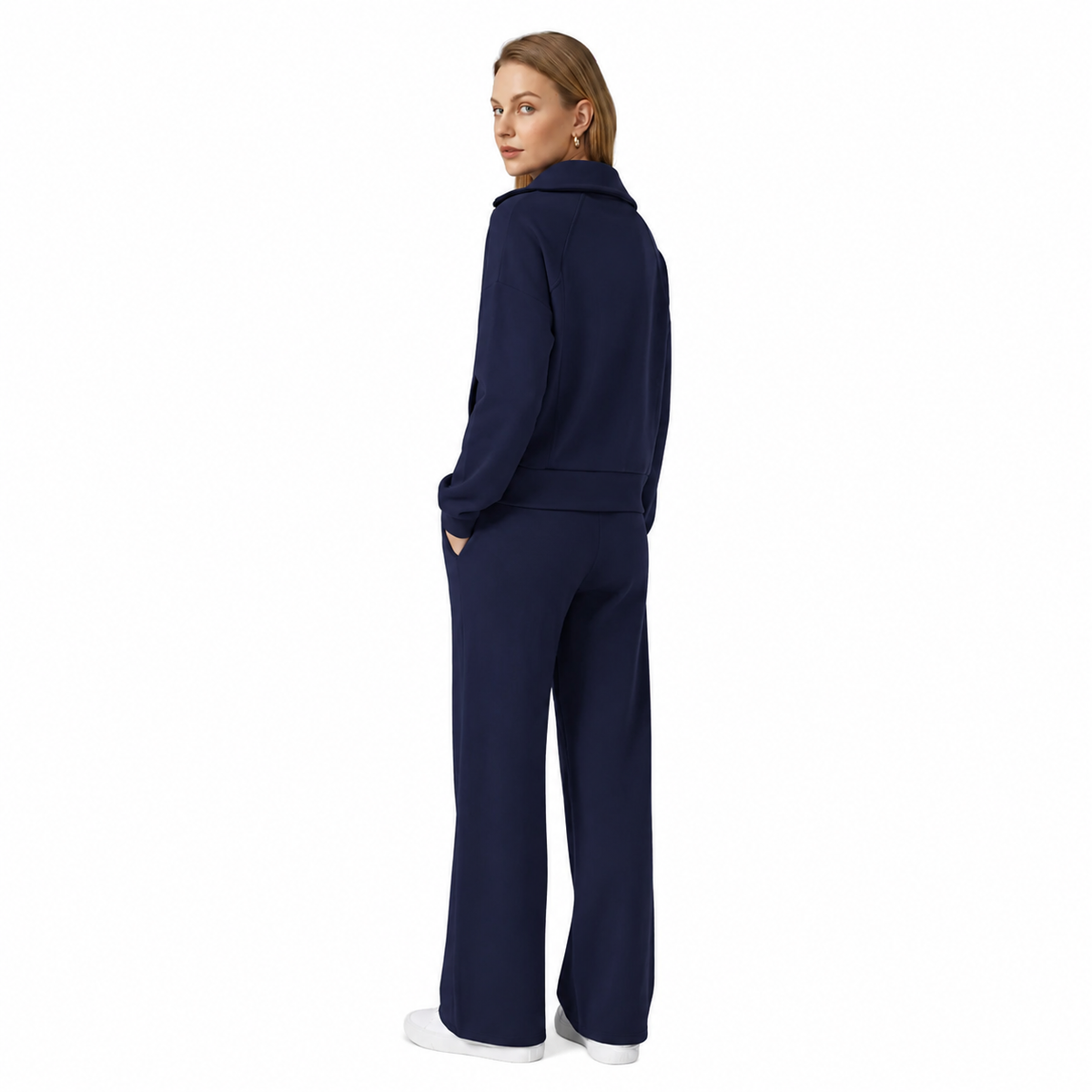 Women's Half-Zip Casual Lounge Set in Navy
