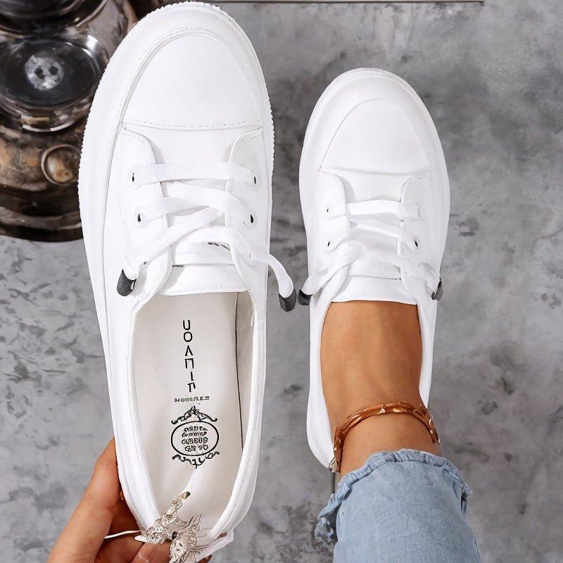 Women's Orthopaedic Lace-Up Casual Trainers in White
