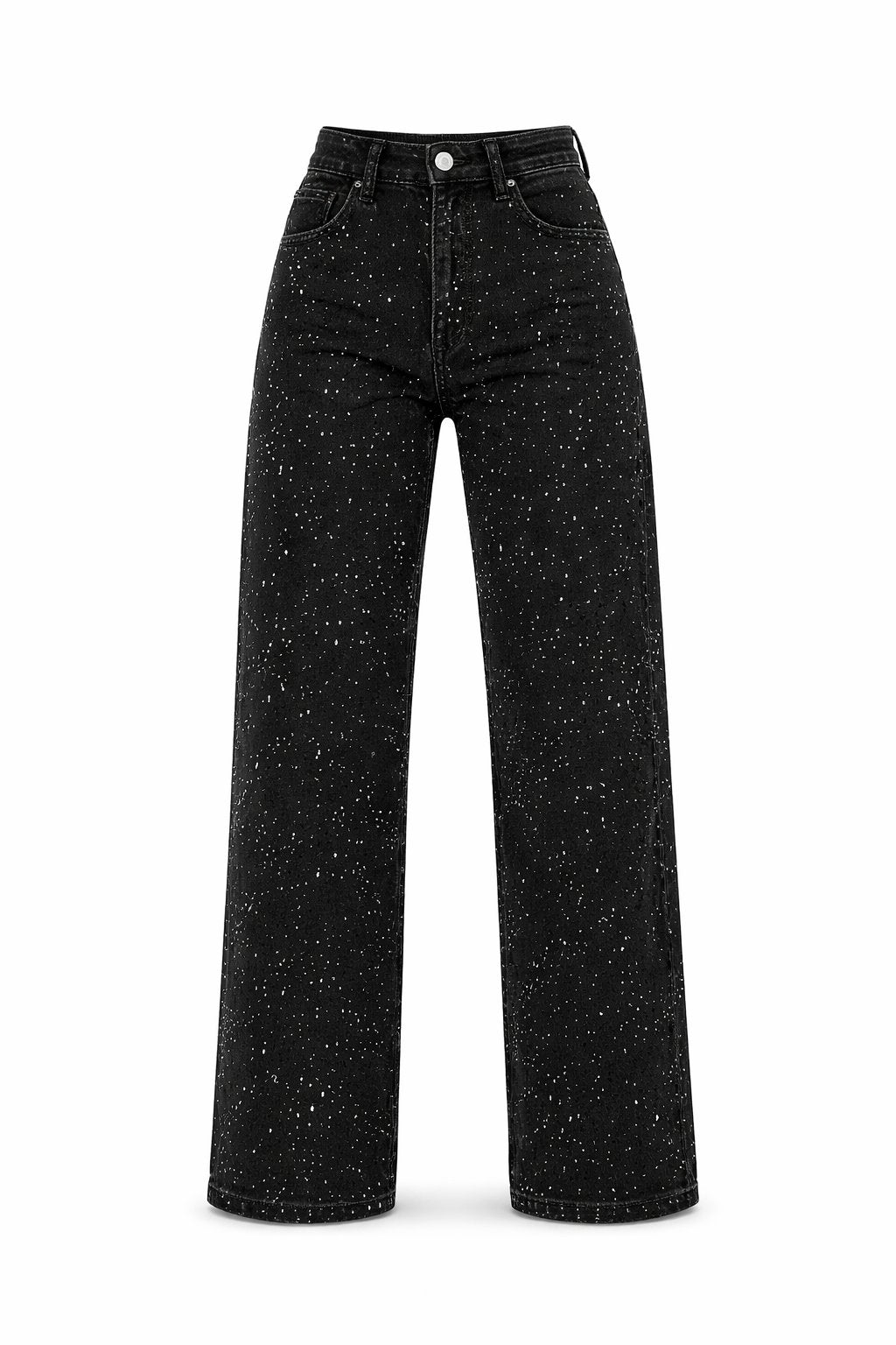 Women's High-Waisted Wide-Leg Casual Jeans in Black
