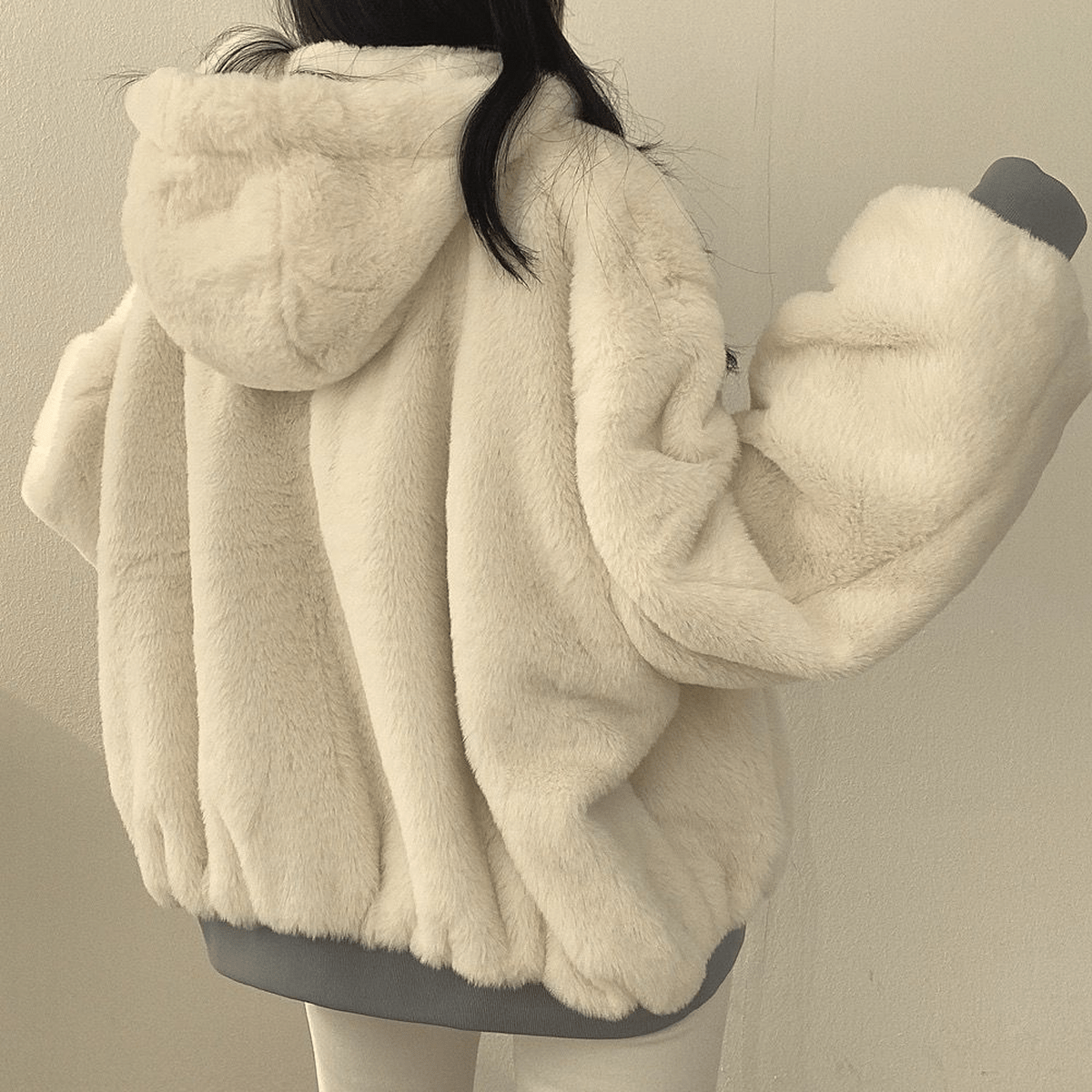 Women's Oversized Zip-Front Casual Jacket in Light Blue
