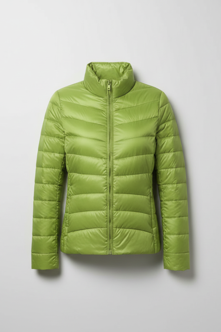 Women's Stand-Collar Quilted Casual Jacket in Green