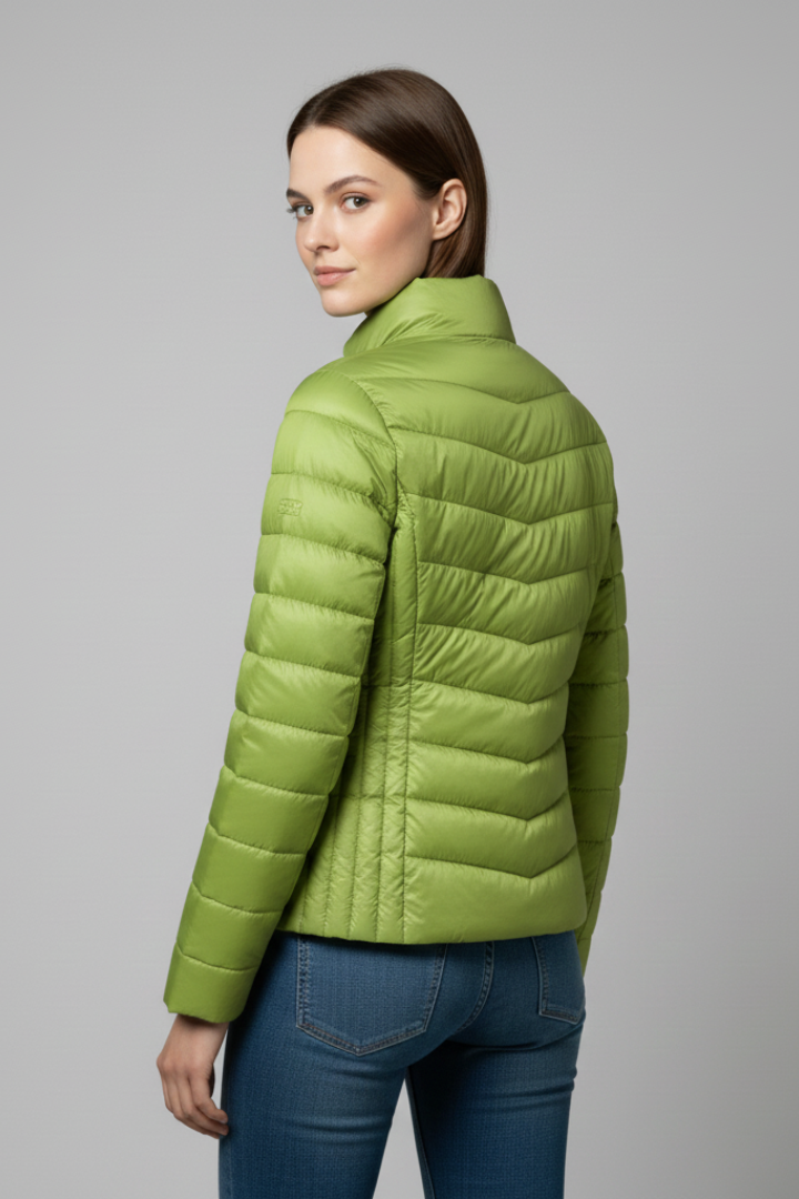 Women's Stand-Collar Quilted Casual Jacket in Green