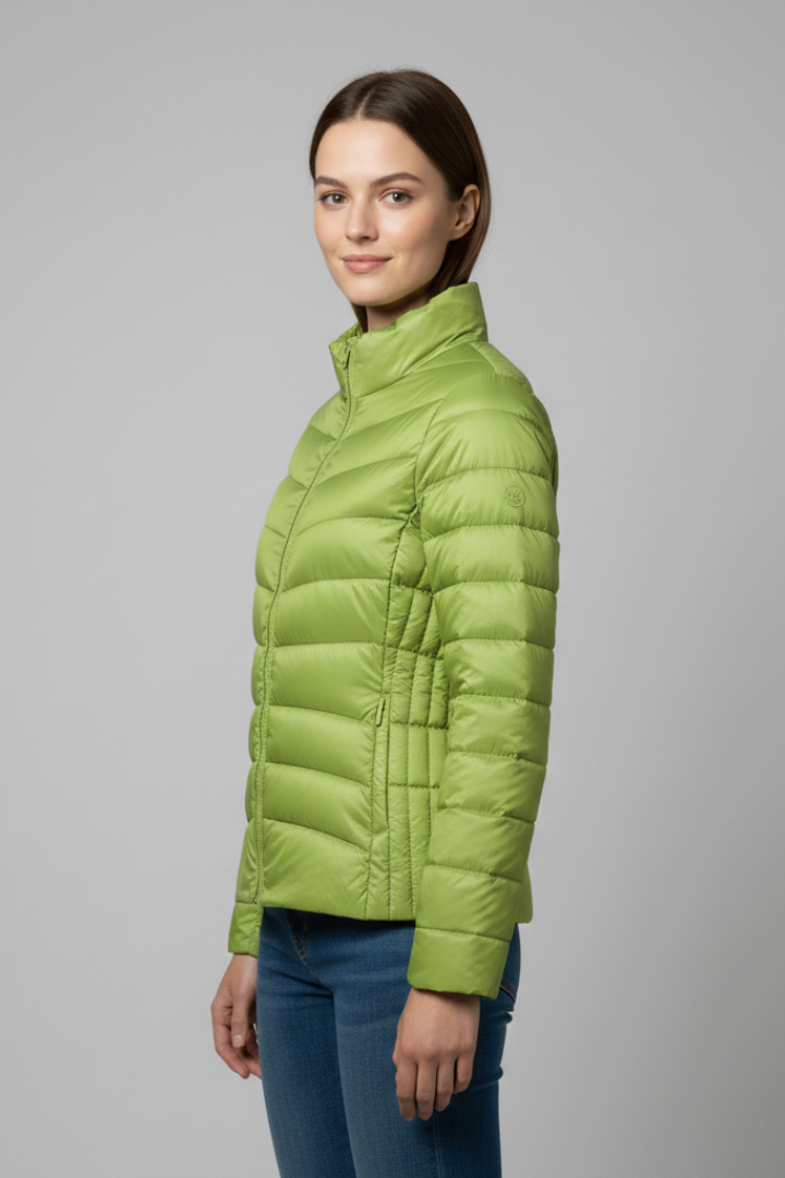 Women's Stand-Collar Quilted Casual Jacket in Green