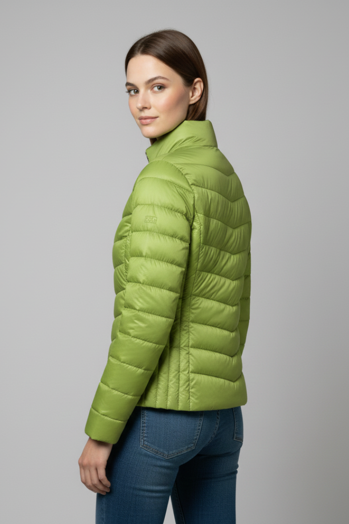 Women's Stand-Collar Quilted Casual Jacket in Green