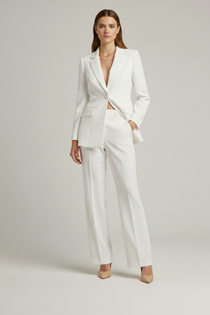Women's Tailored Workwear Trouser Suit in White