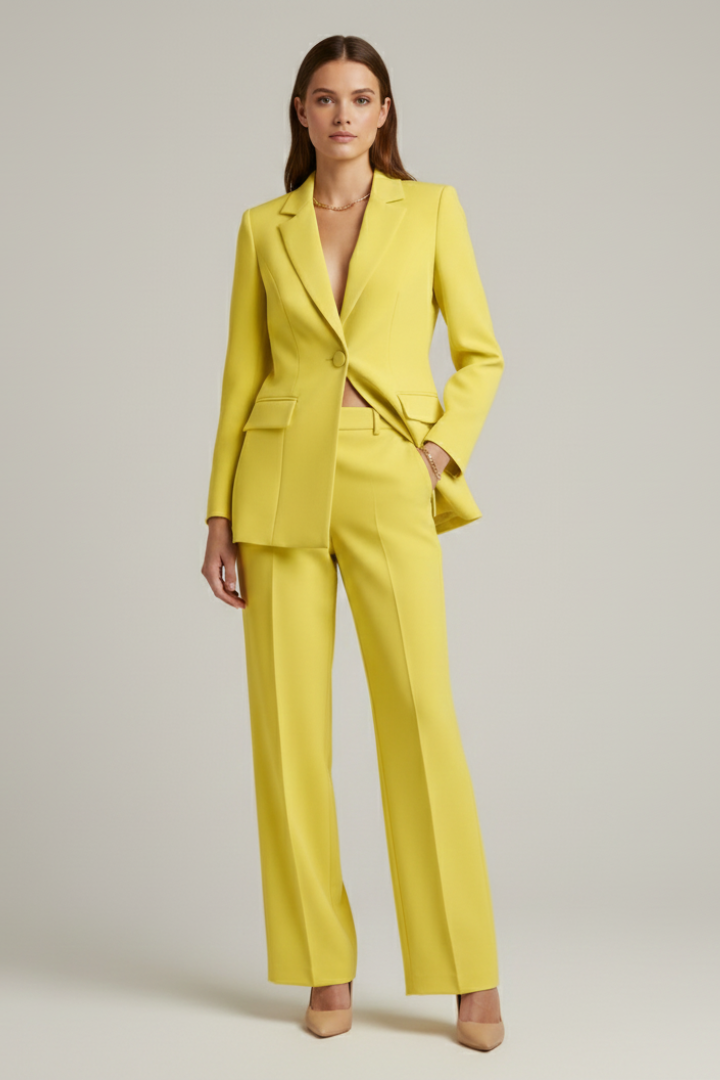 Women's Tailored Workwear Trouser Suit in Yellow