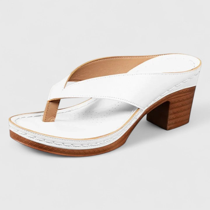 Toe-Post Platform Sole Casual Heels in White