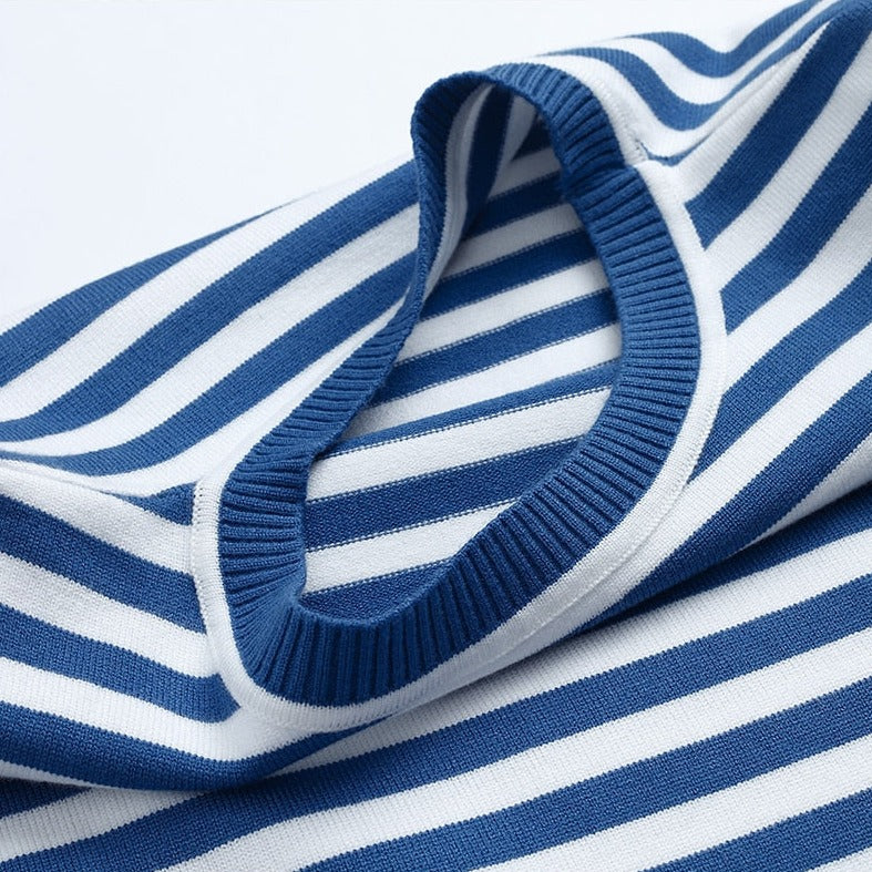 Women's Striped Crew-Neck Casual Jumper in Blue