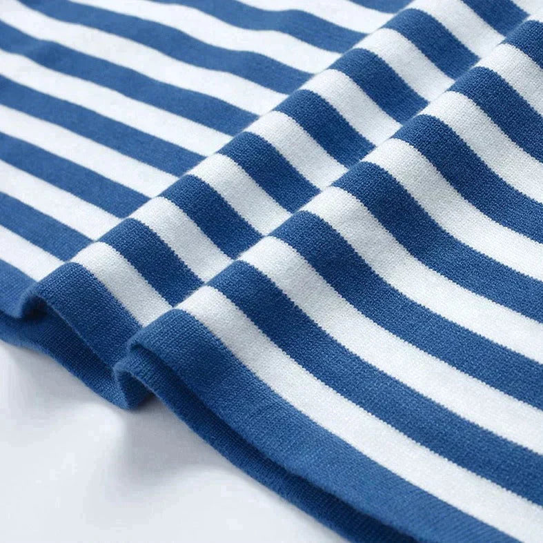 Women's Striped Crew-Neck Casual Jumper in Blue