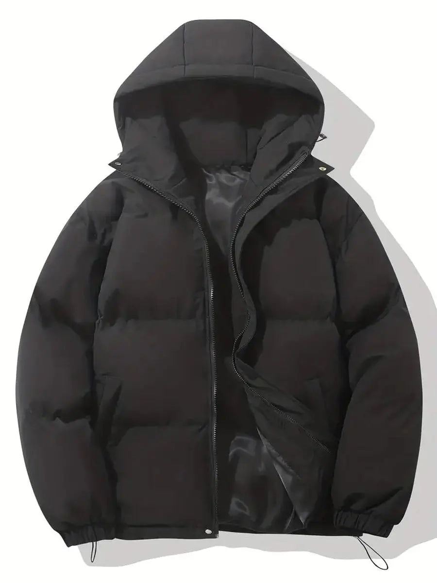 Women's Hooded Quilted Puffer Casual Jacket in Black