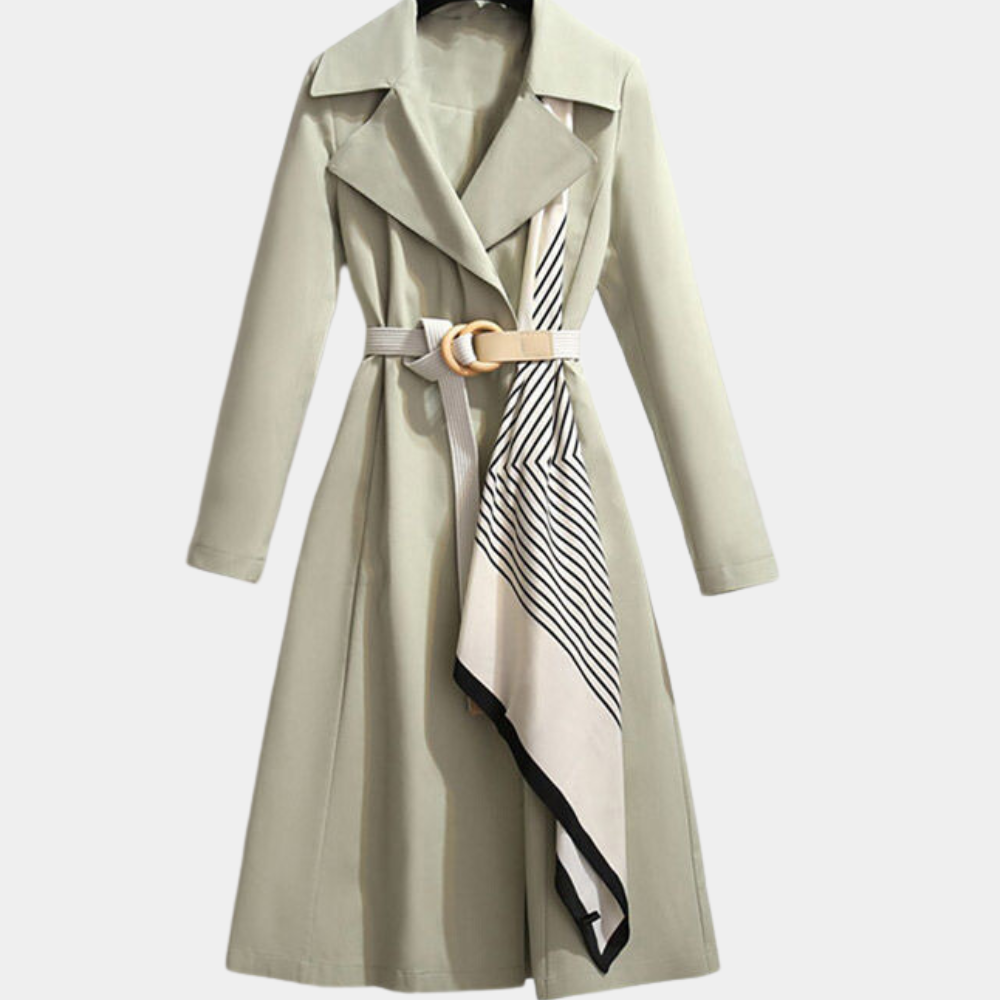 Women's Scarf-Detail Belted Casual Coat in Sage
