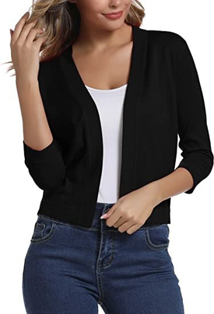 Women's Open-Front Casual Cardigan in Black