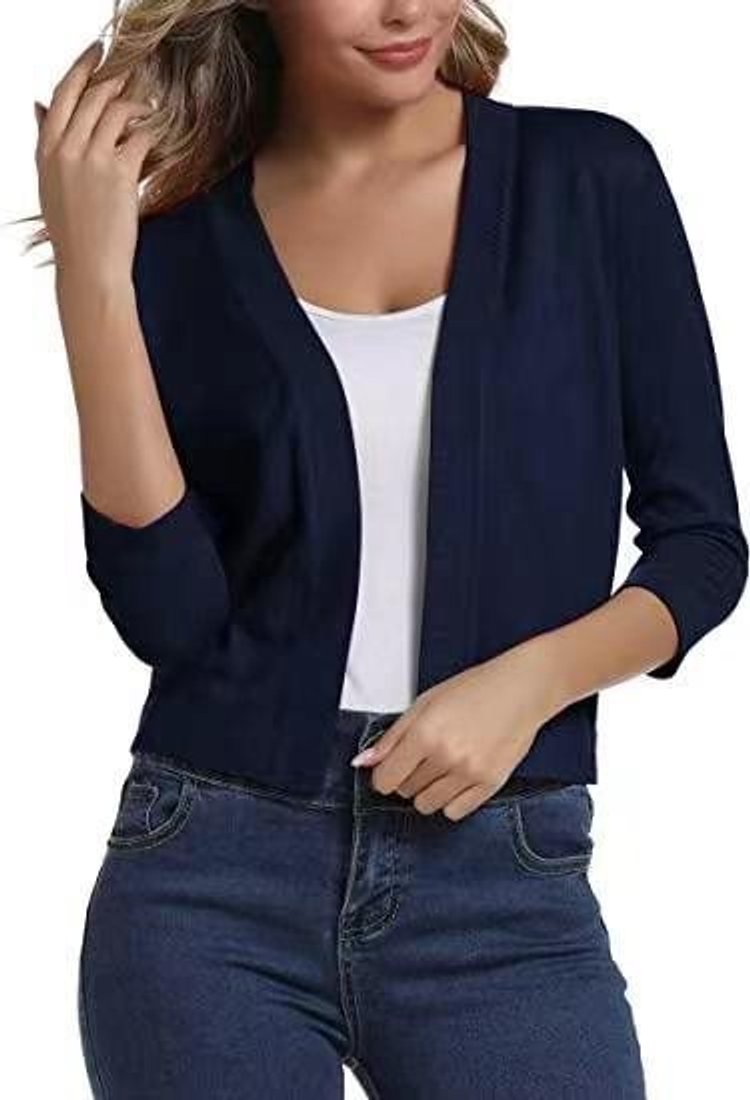 Women's Open-Front Casual Cardigan in Navy