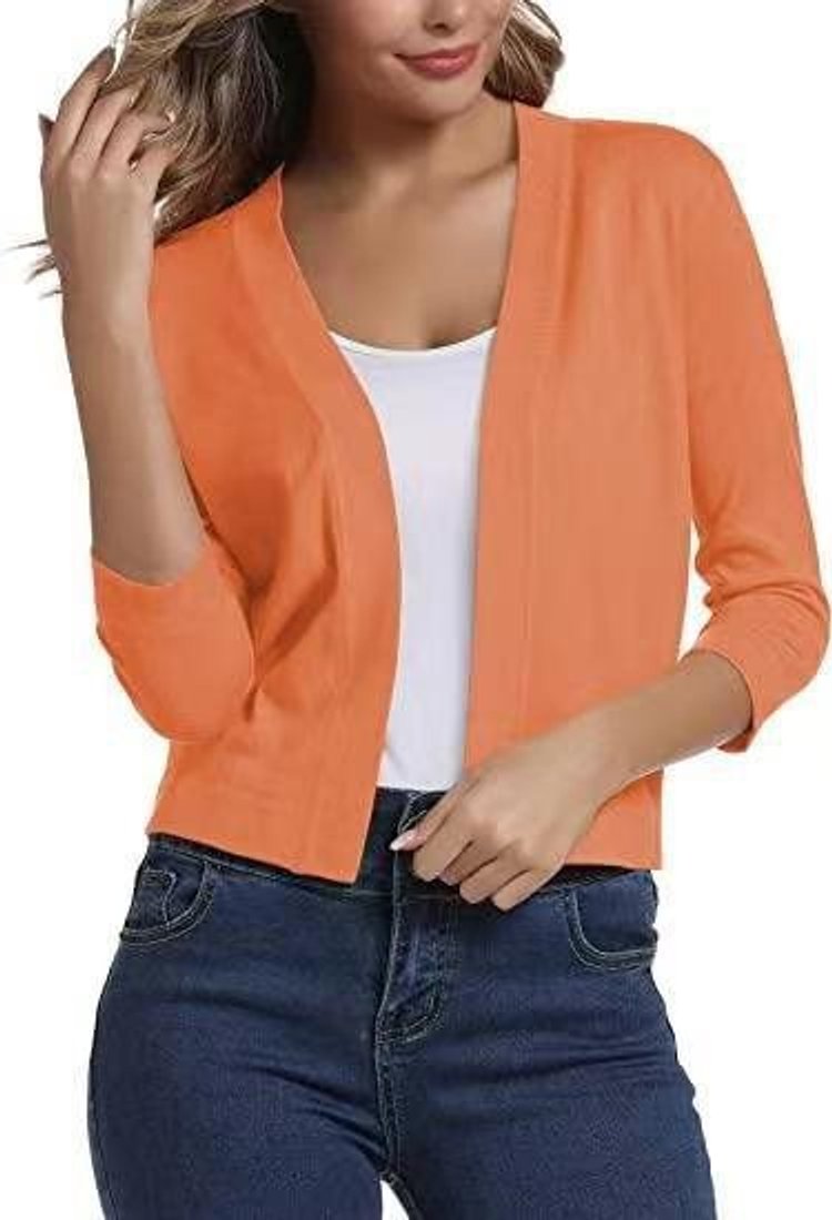 Women's Open-Front Casual Cardigan in Orange