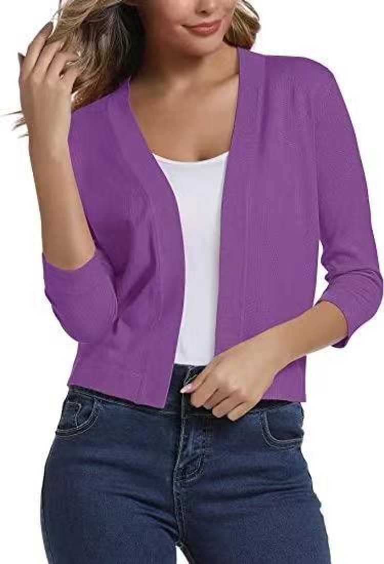 Women's Open-Front Casual Cardigan in Purple