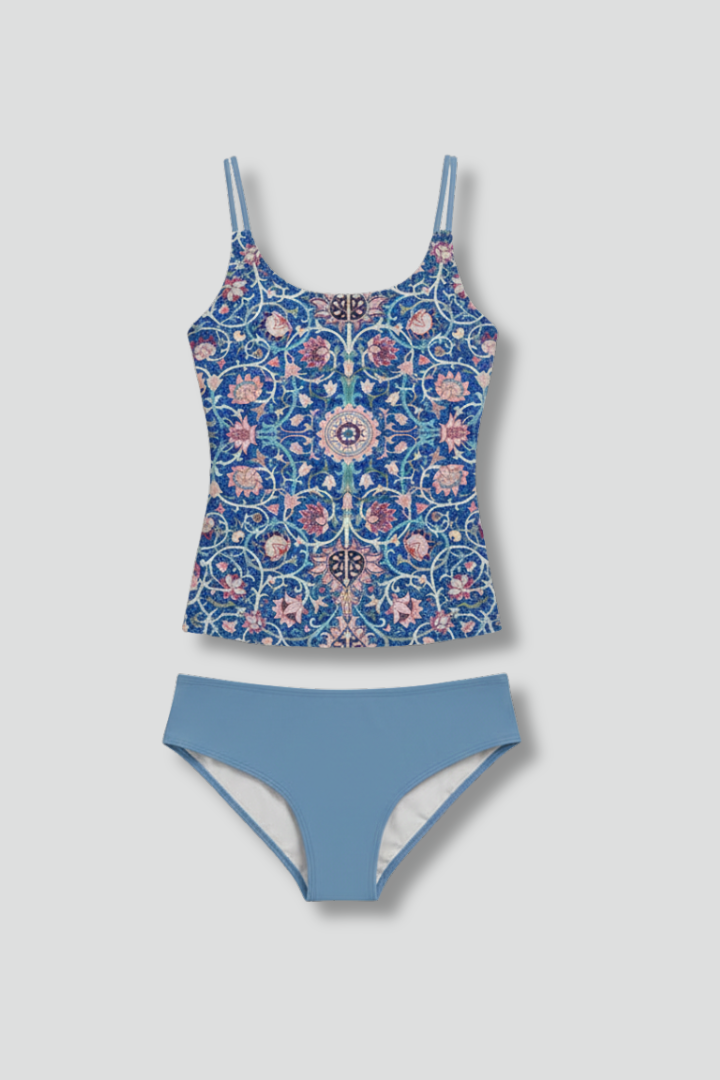 Double-Strap Tankini Beach Swimsuit in Blue