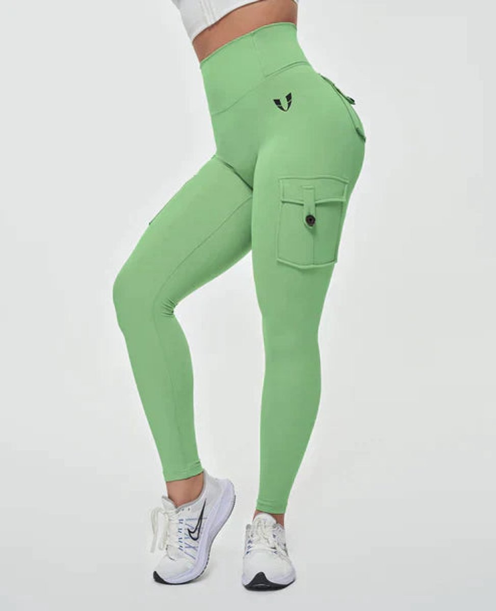 High-Waist Cargo Pocket Casual Leggings in Mint