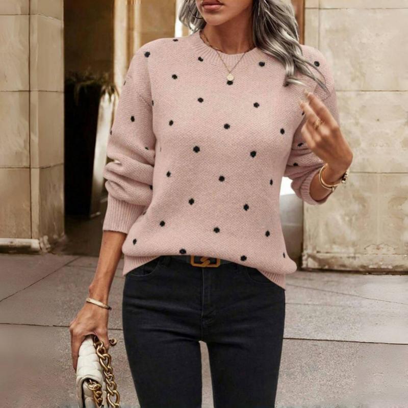 Women's Polka-Dot Casual Jumper in Dusty Rose