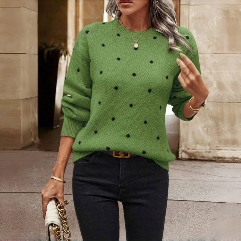 Women's Polka-Dot Casual Jumper in Green