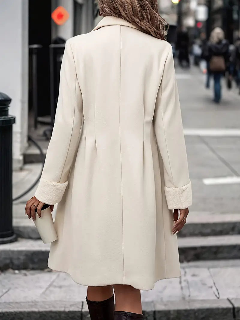 Women's Double-Breasted Casual Coat in Cream