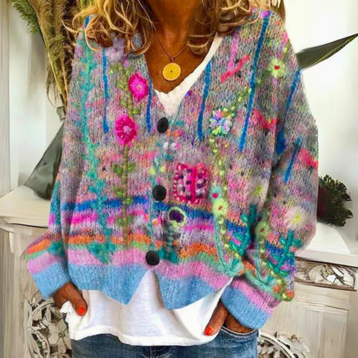 Women's Button-Front Casual Cardigan in Lilac