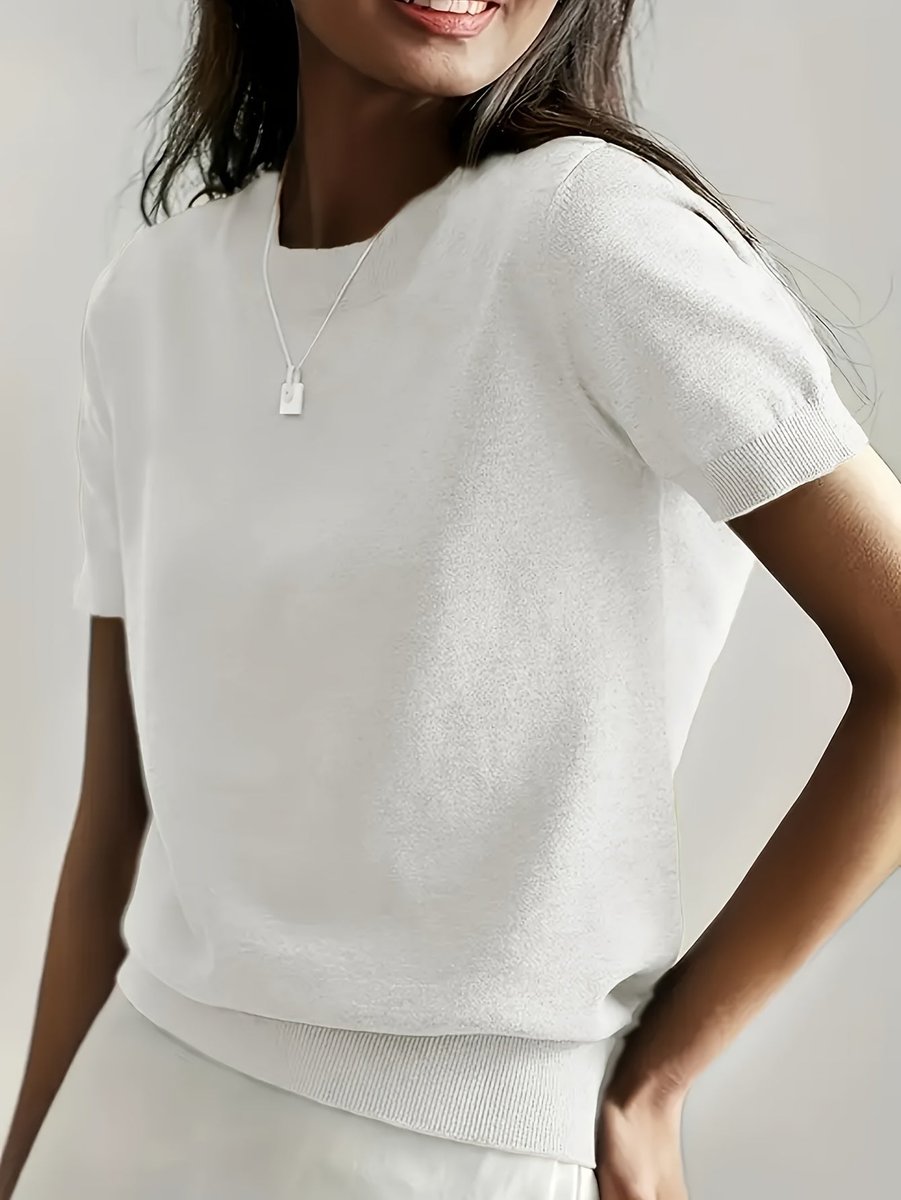 Women's Short-Sleeve Casual Jumper in White