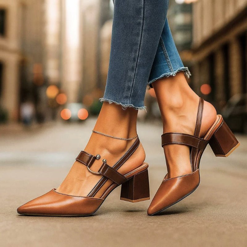 Orthopaedic Slingback Workwear Heels in Camel