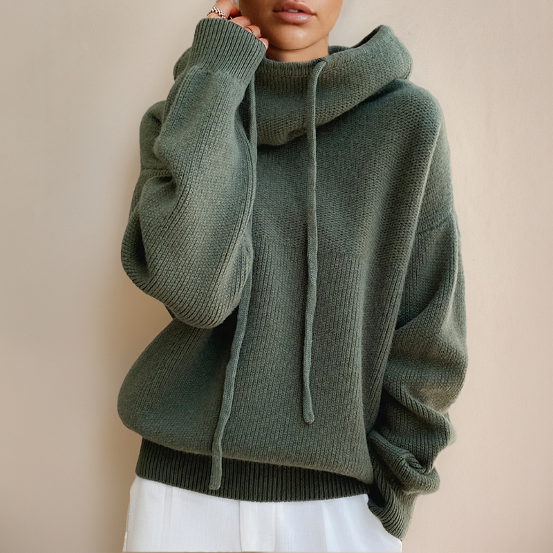 Women's Oversized Hooded Casual Jumper in Sage